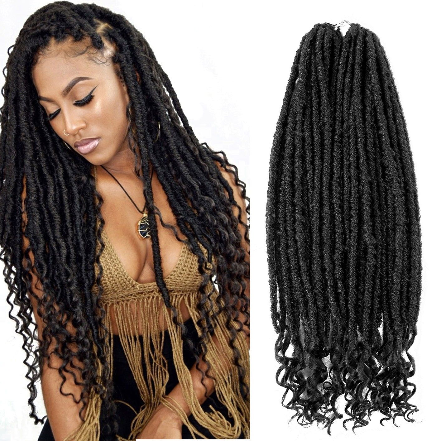 Synthetic Goddess Faux Locs Crochet Hair Braiding Extensions