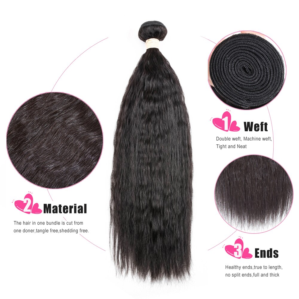 Kinky Straight Yaki Brazilian Human Hair Extension Bundles Human Hair Human Hair Extensions and Bundles