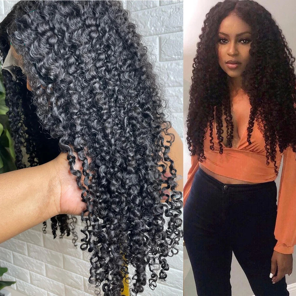 Brazilian Afro Curly Lace Front Human Hair Wig with Baby Hair Human Hair Human Hair Wigs New In