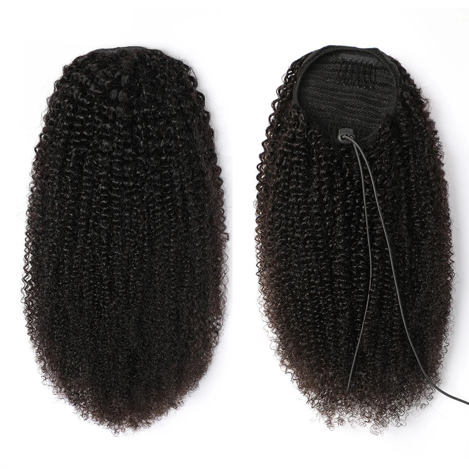 Mongolian Afro Curly Drawstring Ponytail Extension Human Hair Human Hair Extensions and Bundles New In