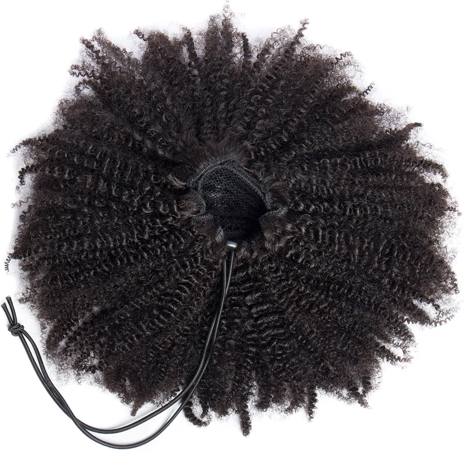 Mongolian Afro Curly Drawstring Ponytail Extension Human Hair Human Hair Extensions and Bundles New In