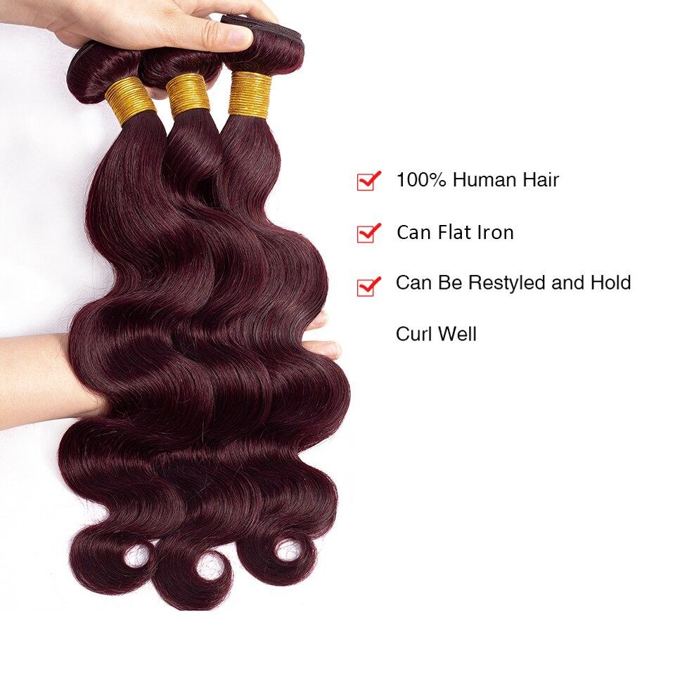 Burgundy Brazilian Body Wave Remy Human Hair Bundles Best Sellers Human Hair Human Hair Extensions and Bundles New In